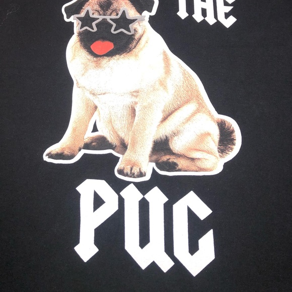 Men’s Forever 21 What the Pug Graphic Sleeveless Tank Top Shirt Size Small Black - Picture 3 of 7
